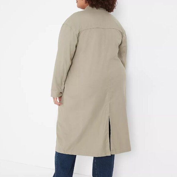Lane Bryant 16 Long Utility Jacket Dress Trench Dusty Olive fall coat plus size - Picture 2 of 14
